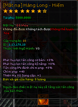Mặt Nạ Hàng Long Phục Hổ - Hiếm